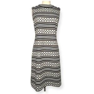 Vintage 1960s Geometric Mod Mock Neck Shift Dress Act III Dacron